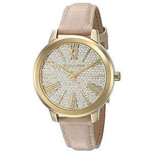 Michael Kors Crystal Pave Dial Pink Leather Watch